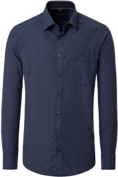 CASA MODA Sport casual fit overhemd - structuur - donkerblauw