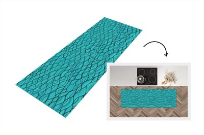 Keukenloper - Loper keuken - Zee - Japan - Blauw - Patronen - 150x50 cm - Keukenloper vinyl