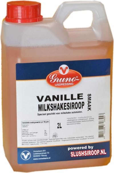 Milkshakesiroop VANILLE - tank met 2 liter - Gruno - MilaNNE
