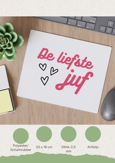Akyol - de liefste juf Muismat - Juf - voor de liefste juf - juf - verjaardagscadeau - verjaardag - cadeau - afscheidscadeau - geschenk - leuke cadeau - kado - gift - juffendag - 23 bij 19 cm