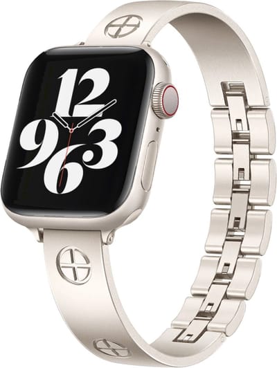 MY PROTECT - Luxe Metalen Inspired Plus Bandje - Geschikt Voor Apple Watch Bandje - Series 1/2/3/4/5/6/7/8/9/10/SE/Ultra - 44mm - 45mm - 46mm - 49mm - Starlight