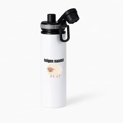 Hacebo® - schaap met eigen naam waterfles met draaidop grijs - Schaap - boeren/schapen liefhebbers - iemand die houdt van schapen - verjaardag - cadeau - kado - geschenk - water fles - 850ML