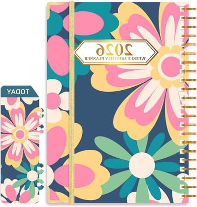 2026 Weekplanner A5 met maand- en weekweergave, hard cover, rugzak en pagina tabs, ideaal voor organisatie en planning