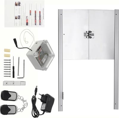 Automatische Deuropener - Kippenhuis Deur - Dierenverblijf Beveiligen - Geïntegreerd LCD Scherm - 30cm Deurbreedte - Zwart