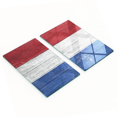 Glazen serveerplanken voor in de keuken met afbeelding van de Nederlandse vlag, 2x30x52 cm