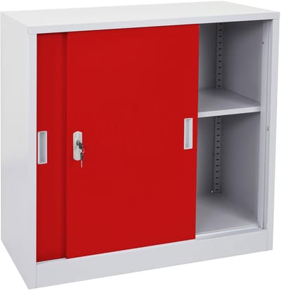 Boston MCW-F41 archiefkast, stalen kast, met schuifdeuren 90x90x45cm ~ rood