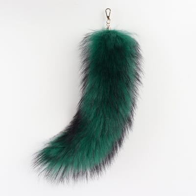 Vossenstaart - Milieuvriendelijke bonthanger - Bontaccessoire - Tashanger voor dames - Autosleutelhanger -53cm -Groen