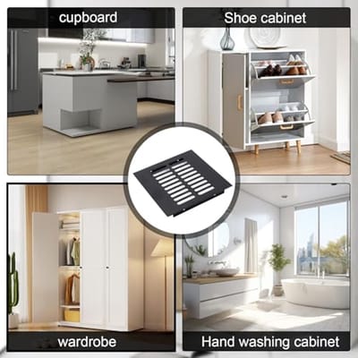 Aluminium Ventilatierooster 400 x 80 mm - Zwart Vierkant voor Kasten, Slaapkamers en Deuren