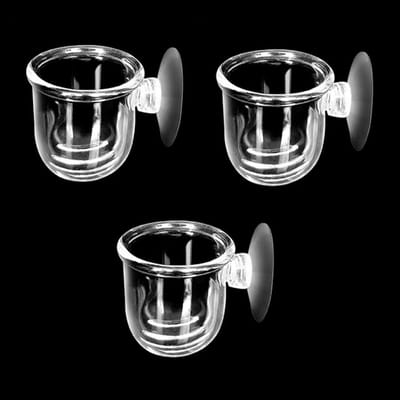 SnelShoppen - Aquarium Plantenhouder met Zuignap, Voederbak Aquarium voor Garnalen en Vissen, 3 Stuks Acryl Worm Feeder, Voederschaal met Zuignappen