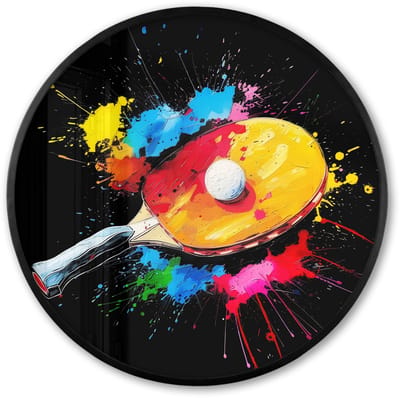 Poster in lijst Rond - Fotolijst 60x60 cm - Posters - Graffiti - Sport - Tafeltennis - Verf - Ronde posterlijst zwart - Decoratie - Wanddecoratie woonkamer - Muurdecoratie slaapkamer