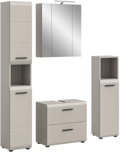Badcombinatie met verlichting - Moderne badkamer kast in kasjmier - 150 cm breed