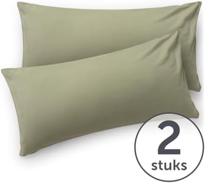 Kussenslopen 2-Pack - 50 x 70 cm - Olijf- Superzacht Jersey Katoen - OEKO-TEX Gecertificeerd - Machinewasbaar