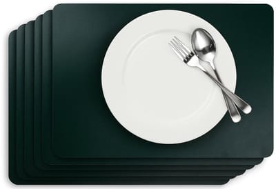 Cosy & Trendy Placemats Leather-Look Pine Grove Donkergroen – 6 Stuks – Polyurethaan – Beschermt Tegen Vlekken & Krassen