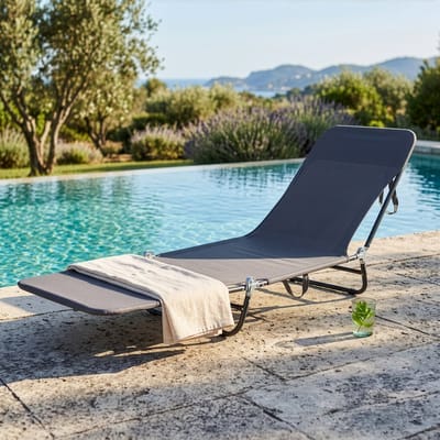 "LE PUNTA CANA" ligbed met verstelbare rugleuning en voetensteun (meerdere standen), 182 cm