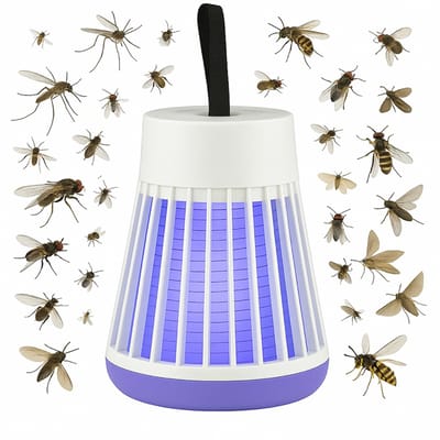 HEM Oplaadbare insectenlamp – Ø6 x 16 cm – LED muggenlamp voor binnen en buiten – USB oplaadbaar – met ophanglus en opbergzak