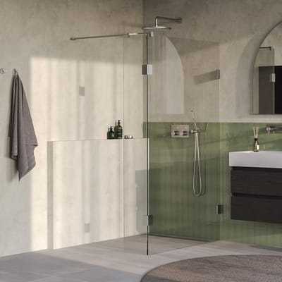 Brauer Void - Inloopdouche - Helder Glas - 110 x 200 cm - met Zijwand 30 cm - incl. Glascoating - PVD RVS-Kleurig Geborsteld
