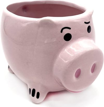 Schattige keramische pigvormige mok van 400 ml met comfortabele handgreep, ideaal voor koffie, thee en melk thuis of op kantoor