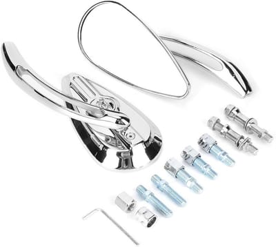 Universele 2-delige Chrome Achteruitkijkspiegels voor Motorfietsen - Skulls Design, Geschikt voor 8mm/10mm Motoren, Perfecte Reflectie en Stijl