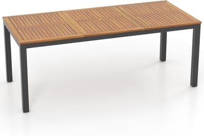 Rechthoekige Eettafel van Massief Hout met Paraplugat - Duurzame Tuintafel voor 8 Personen