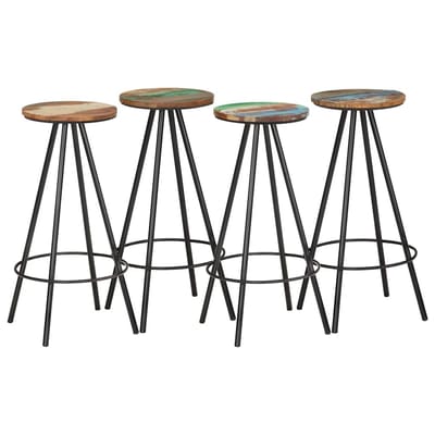vidaXL - Barkrukken - 4 - st - massief - gerecycled - hout