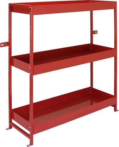 Metalen bedrijfswagen stelling - rood - 116,5x115x34,8cm - 3 schappen