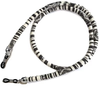 CHPN - Brillenkoord - Brilkoord - Zwart/Wit - Met print - Universeel - Koord voor Bril - Brillentouw - Bril accessoire - Koordje - Brildrager - Koordje met dessin