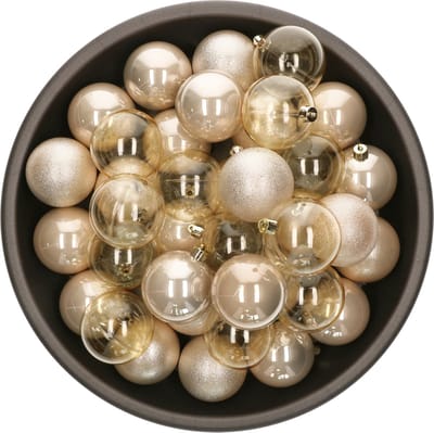Decoris kerstballen - 25x stuks - 6 cm -kunststof - champagne