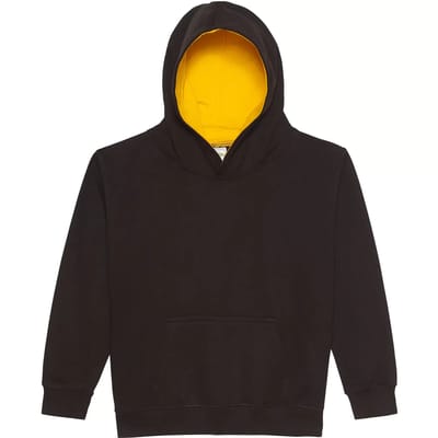 Just Hoods Kids´ Varsity Hoodie JH003K - JET BLACK/GOLD - 9/11 (L)