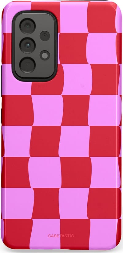 Casetastic hoesje geschikt voor Samsung Galaxy A53 (2022) 5G - Dubbellaagse bescherming - Dansend Ruitje - Fashion Case - Rood Lavendel Roze