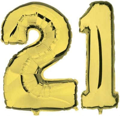21 jaar verjaardag - Folie ballon cijfers - goud - 88 cm - versiering - feestarteikelen