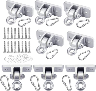 Schommel Hangers - Zware Hangers - Buiten Spelen - Stille Plastic Ringen - 10000 LBS Capaciteit - Zilver