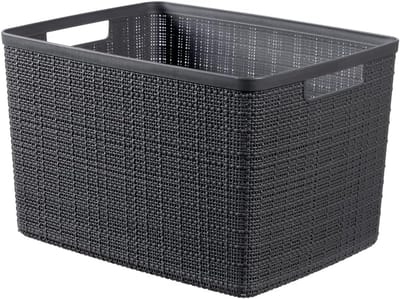 Famanu - Jutekorb, 100% gerecycled kunststof, rechthoekig, Donkergrijs