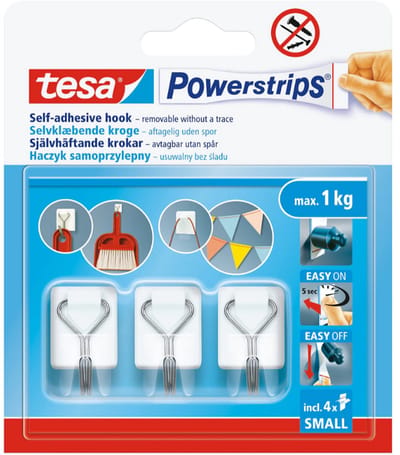 Tesa Powerstrips - Metal Haken - Wandmontage - Wit - 1kg