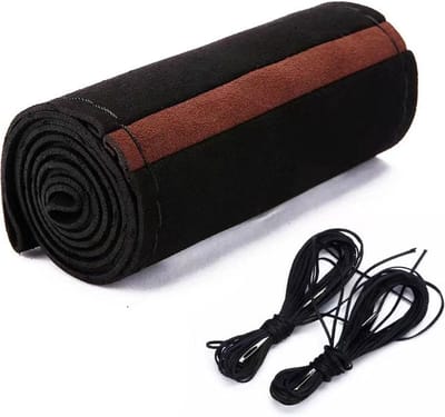 VCTparts® Stuurwiel Kunstleer Bekleding Hoes met Naald en Draad - Stof Zwart