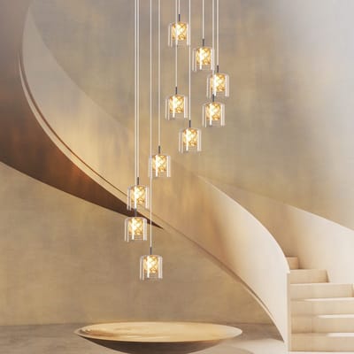 NETTLIFE Hanglamp G9 - 10-Lichts - Kristal Glas - Chroom- Modern Pendellamp - 230cm Hoogteverstelbare - Kroonluchter - voor Trappenhuis | Woonkamer | Eetkamer | Keuken-excl. lichtbron