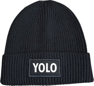 Wintermuts rib gebreid zwart - Yolo - soBAD. | Wintersport | Après ski outfit Warme Muts voor Volwassenen | Heren en Dames Beanie