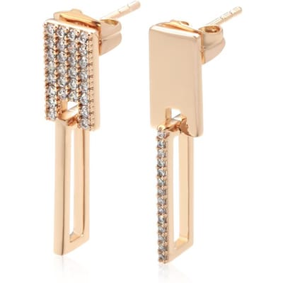 Tendance Zircon Naturel Carré Géométrie Boucles d'Oreilles Pour Femmes Couleur Or Rose Boucles d'Oreilles Quotidiennes Bijoux Fins de Haute Qualité beige