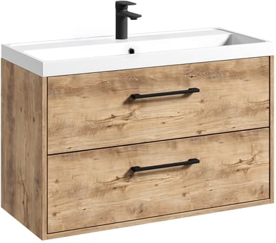 Badplaats Badkamermeubel Florence 01 80 x 40 cm – Kastanje Eiken – Hangend Badmeubel met Soft-Close