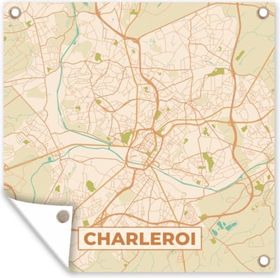 Tuin poster Plattegrond - Stadskaart - Vintage - Charleroi - Kaart - 200x200 cm - Tuindoek