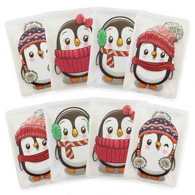 Handwarmers Oplaadbaar - Herbruikbare Handwarmers - Set van 8 - Huidvriendelijke Kunststof - Tot 55 Graden Celsius - Trendy Motieven - Zakwarmers