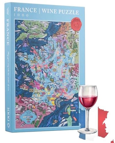 Franse Wijnpuzzel 1000 Stukjes voor Volwassenen - Handgetekende Puzzel van Wijngebieden en Druivensoorten