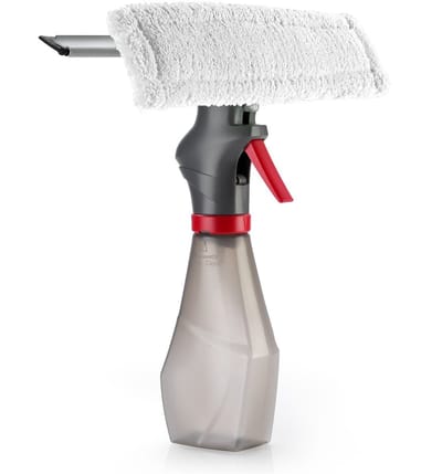 Dirt Devil 3-in-1 Raamtrekker met Sproeifunctie - Ramentrekker, Poetsdoek en Reservoir - 240ML - Grijs/Rood