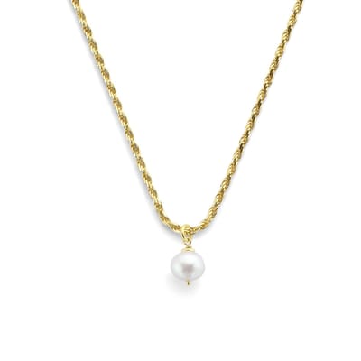 YO&NO - Ketting - Geelgoud op Zilver - parel - 41+4cm - Sieraden Vrouw - Zilver 925