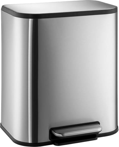 20L Keuken Afvalemmer - RVS met Pedal en Soft-Close Deksel - Rechthoekig - Vingerafdrukbestendig - Met Binnenemmer