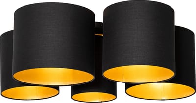 QAZQA multidrum - Moderne Plafondlamp - 5 lichts - L 84 cm - Zwart Goud - Woonkamer | Slaapkamer | Keuken