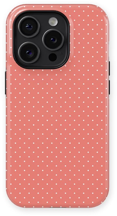 Micro Dots Tough Hoesje geschikt voor iPhone 14 Pro | Geschikt Voor Mag | Stippen Motief Backcover geschikt voor iPhone 14 Pro Soft Coral