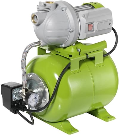 Watervoorziening Pomp - Dompelpomp Druk - Huis Watertoevoer - Met Manometer - 4600 l/h - Groen Grijs