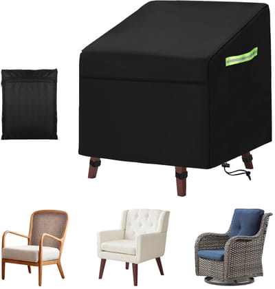 Stoelhoes, 420D Oxford-doek dekzeil met trekkoord, beschermhoes voor tuinmeubelen, waterdicht, uv-bestendig 89 x 97 x 74 cm