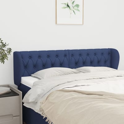 vidaXL - Hoofdbord - met - randen - 147x23x78/88 - cm - stof - blauw