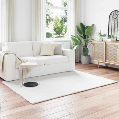 vidaXL - Antislip - vloerkleed - van - imitatie - konijnenbont - OLITE - Wit
